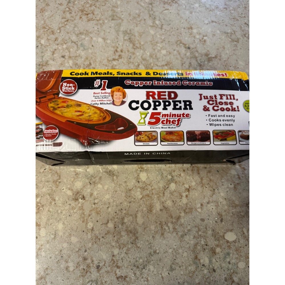 Red Copper 5 Minute Chef Electric Meal Maker Non-Stick Ceramic Cathy Mitchell